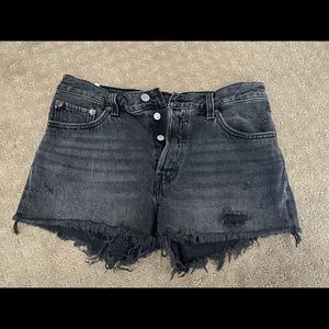 Black denim shorts